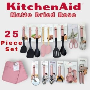 🆕️ KitchenAid 25 Piece Matte Dried Rose Kitchen Utensil Set  - NWT